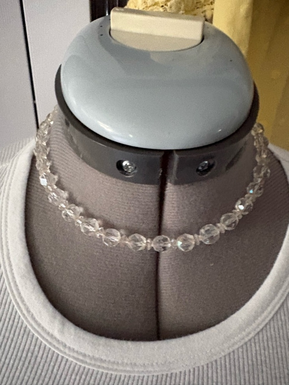 Vintage Crystal Clear Beaded Choker Necklace - Women Jewelry